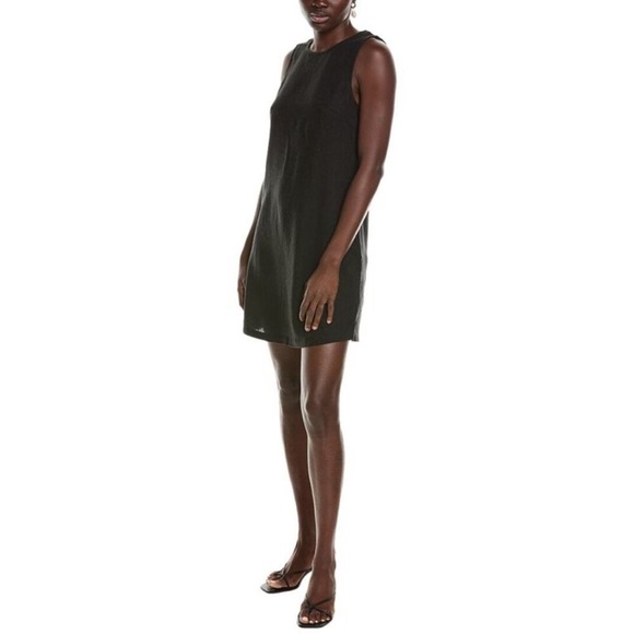 NWT WeWoreWhat A-Line Muscle Linen-Blend Mini Dress in Black Size Large - Picture 1 of 14